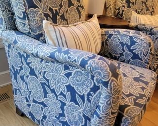 A Pair of Floral Lounge Chairs by Sam Moore.