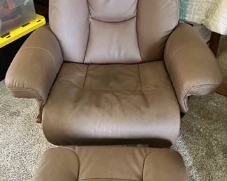 BenchMaster Leather Reclining Swivel Glider with matching Otto X 2…so comfortable!!
