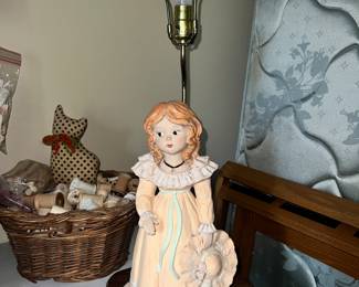 Vintage ceramic doll lamp