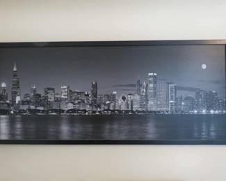 Framed Chicago Print on Caves 50 X 21