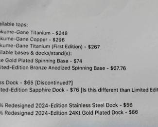 Forever Spin List of Collection sample