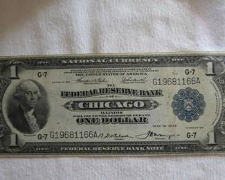 1918 $1 Federal Reserve Bank Note – From Chicago, Illinois