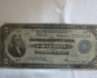 1918 $2 Federal Reserve Bank Note – From Chicago, also known as the "Battleship"