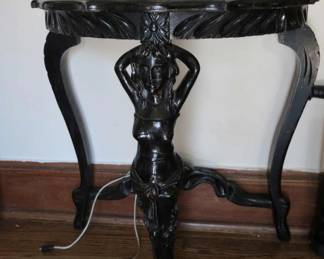 Vintage Pedestal Table/Stand Black Lacquer