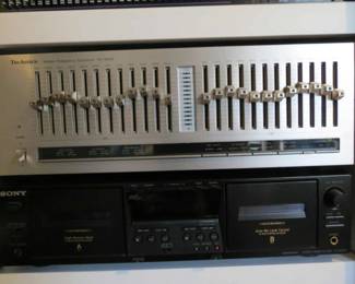 VINTAGE TECHNICS SH-8020 Stereo Frequency Equalizer & Sony TC-WE475 Dual Deck Cassette Deck Auto Reverse Pitch Control DolbyBC