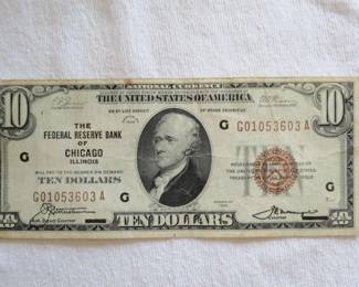 1929 $10 Federal Reserve Bank Note – From Chicago, Illinois