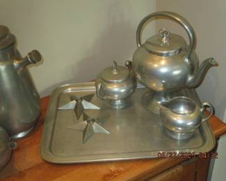 Pewter coffee service with tray
