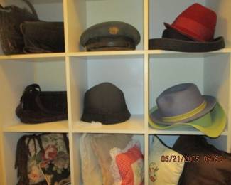 Vintage hats and purses