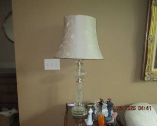 Lalique (or Lalique style lamps (one of two)