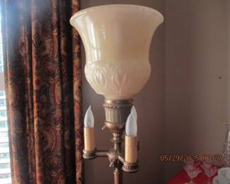 heavy antique floor lamp with 4 lights and marble base