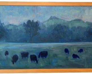 Black Cows At Dusk Oil Painting By Britt Bair 2014