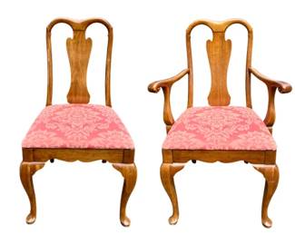 Antique Walnut Dining Chairs - Set of 6 includes 2 armchairs