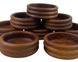 Vintage Teak Wood Salad Bowls - 6 Round With 3 Ridges - 2 Inches Tall