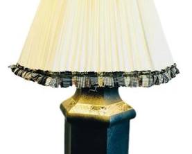 Lamp With Decorated Shade And Unusual Finial