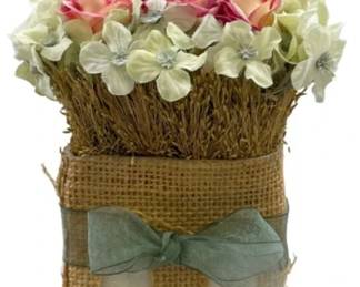 Decorative Planer With Faux Plants