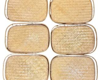 Six Bamboo Trays - There are a total of 19 trays in the auction