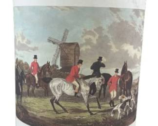 Metal Waste Paper Basket With Printed Hunt Scene