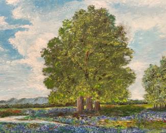 Original blue bonnet oil painting on canvas by Mayme Daniels yeah