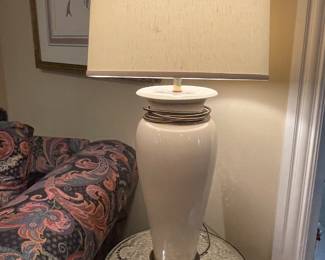 Vintage Cut glass side table and brass accent lamp. So stunning