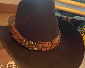 Vintage western cowboy hat with 1970s hat band made in Fort Worth