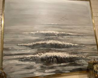 California Artist Listed Great Original 1960s Retro Vintage Modern Oil Painting by Etta