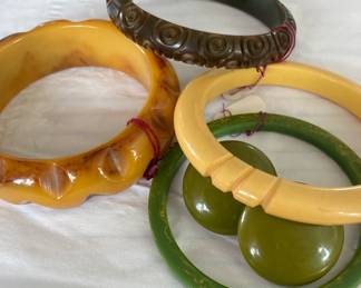 Carved Bakelite bracelets