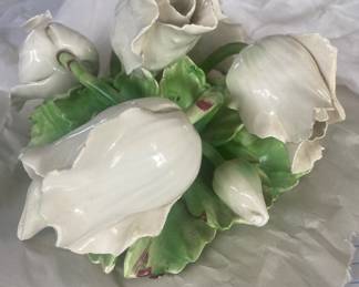 Vintage ceramic capodimonte - cluster of tulips - made in Italy