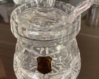 Lead crystal jam jar with spoon - made in Poland
