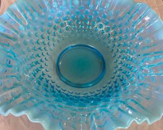10” Fenton blue hobnail bowl