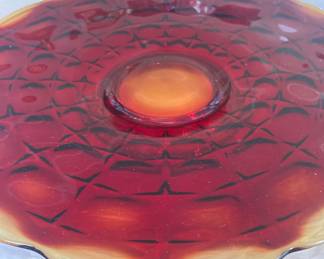 13” Amberina Glass Footed plate