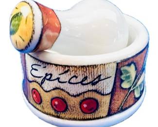 Porcelain Mortar & Pestle Spice Grinder