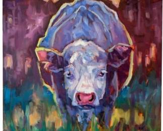 Down Low - Cow Oil Painting By Britt Bair 2016