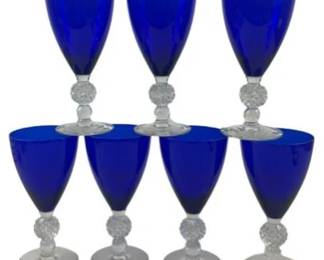 Vintage 1930s Morgantown Ritz Blue Wine Glasses