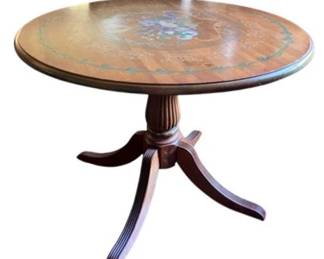 Beautiful, Vintage, Hand Painted Table - Lovely Floral Design On Top & Base
