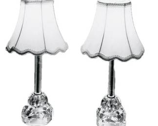 Pair Of Cut Glass Column Table Lamps
