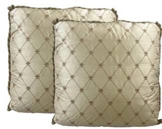 Pair Of Decorative Silk Pillows With Fleur-de-lis Pattern - Great Condition!