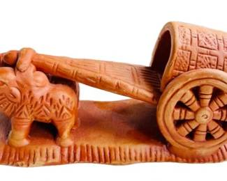 Terracotta Traditional Ox Cart From Bangladesh