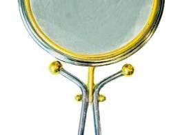 Handheld Double Sided Mirror - Chrome & Gold Accents