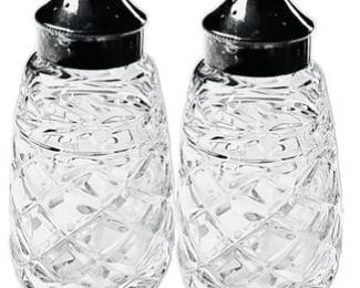 Waterford Cut Crystal Salt & Pepper With Silver Plate Lids - Signed "Waterford"