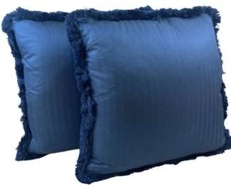 Decorative Blue Throw Pillows With Herringbone Pattern