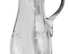 Hand Blown & Cut Glass Pitcher - Pontil Mark On Base