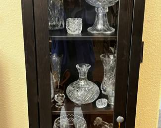 Ebony finish display cabinet, Crystal
