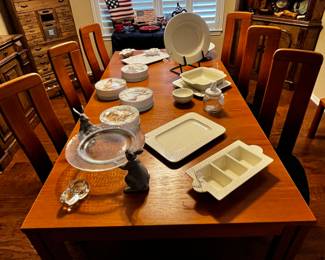 Skovby Teak Modern Danish Dinning room table w/ 3 leaves, set of 6 wonderful Benny Linden Mid Century Modern Sculptured High Back Teak Chairs