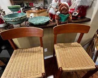 Southern Living ceramics, Teak Bar Stools