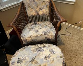 Wicker Chair and Ottoman
