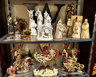 Enesco Hearts and some of the many nativity sets