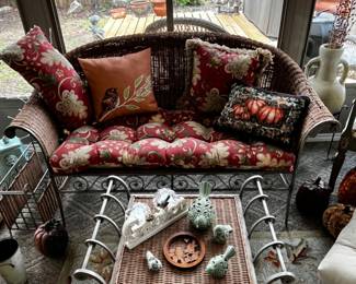 Wicker Loveseat and table, part of set