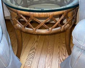 Rattan and Glass Table