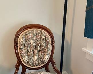 Victorian ladies chair and art deco floor lamp