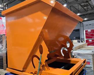 Unused 2024 Greatbear Self Dumping 1 Cubic Yard Hopper Equipment Attachment. Details: forklift pockets.| Orange